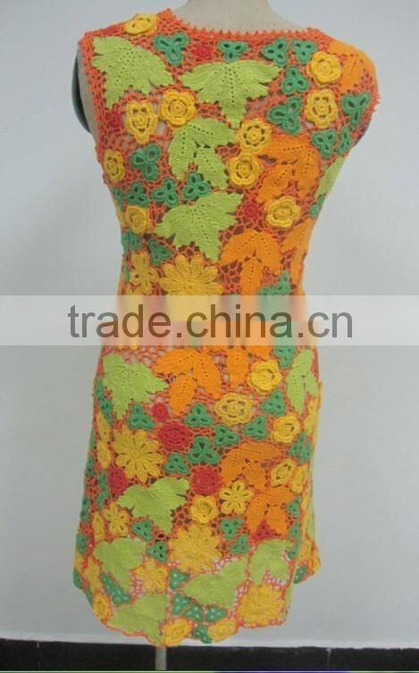 fashion crochet cotton multi floral ladies casual dress