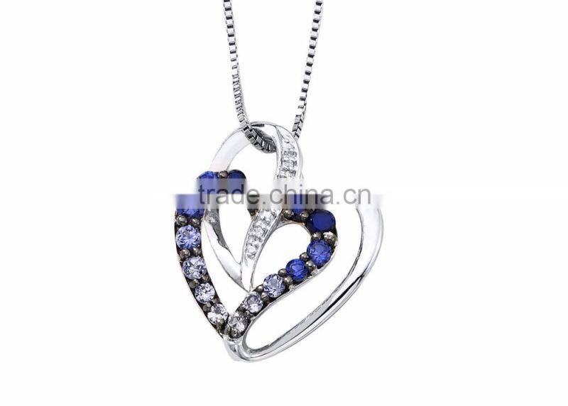 Fancy Silver Plated Gemstone Heart Pendant