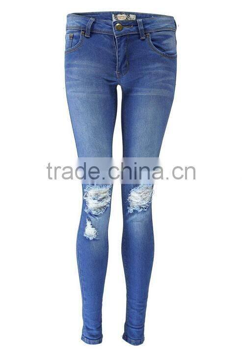 Ladies fashion Skinny Jeans 2016 High Quality Ripped Denim Jeans