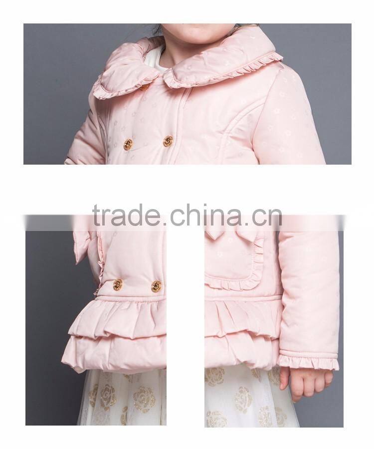 Girls Winter Coat Sweet Style Children Clothes With Pleated Hem 2017 New Design