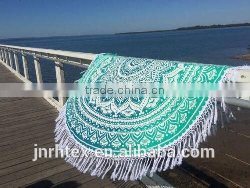 Custom cotton printing round beach towels with tassels
