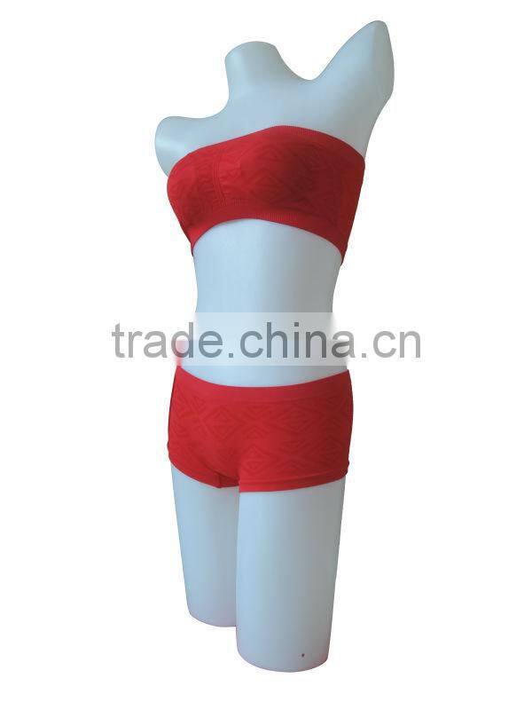 nice quality new style seamless woman underwear ladies one piece bandeau bra w removable cup pad & boxer