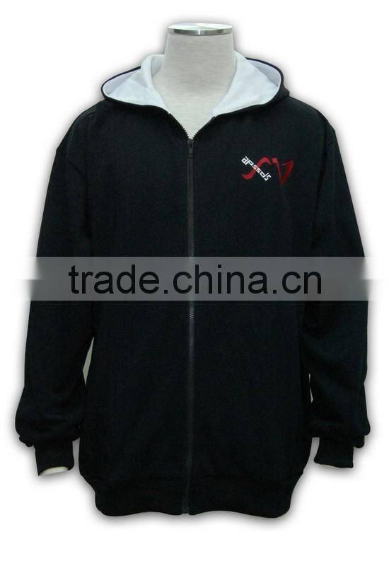 China manufacture high quality tailored made pocket side zipper hoodie