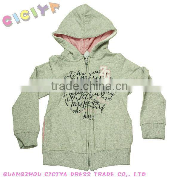 Latest winter printing zip up design women100%cotton sweatshirt with hood Custom