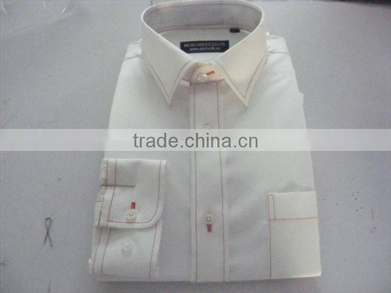 new men's white oxford shirt with red stitches