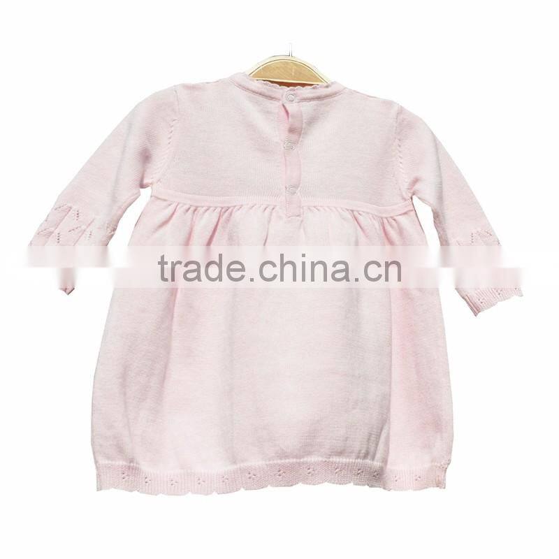 Round Neck Cardigan Cotton Knitting Baby Girl Sweater Dress