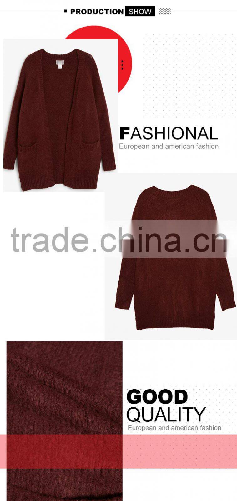 Winter chunky heavy gauge open front 100% wool cardigan sweater for women