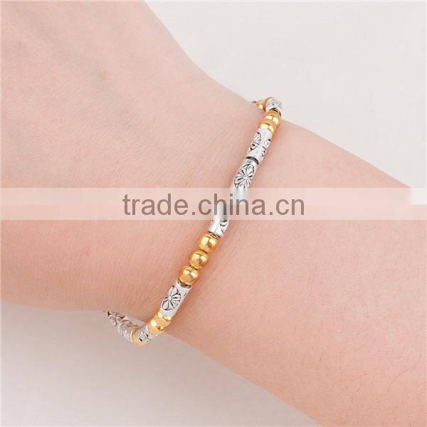 Light Beige Terylene Cord Gold Plated Copper Morse Code " FAMILY " Bracelets