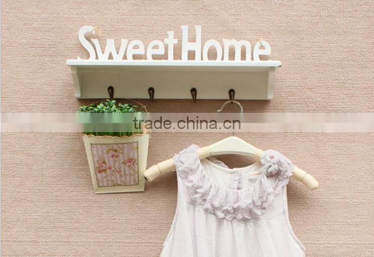 Sweet home white hanging shelf wooden clothes tree