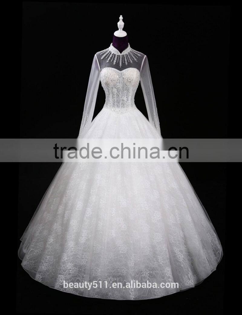 2017 sweetheart mermaid lace mermaid color wedding dress bridal for bride High neck bridal dress F11401