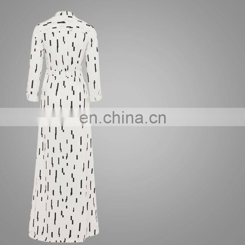 Modern Dubai Style Kebaya Shirt Islamic Dress Abaya Muslim Shirt Long Printing Abaya For Office Lady Latest Burqa Design