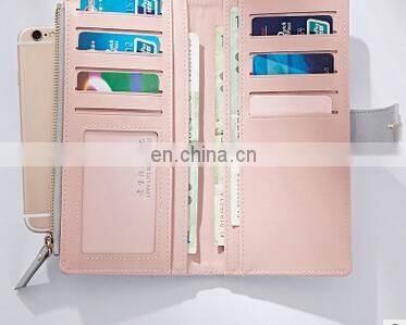 Geometric Mosaic Pattern Multifunction Women Long Purses Iron Hand Rope 1 Mobile Phone Bit Coin Change Card Holder Wallets