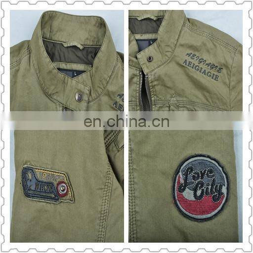 mens spring slim fit handsome military style denim embroidery bomber jacket