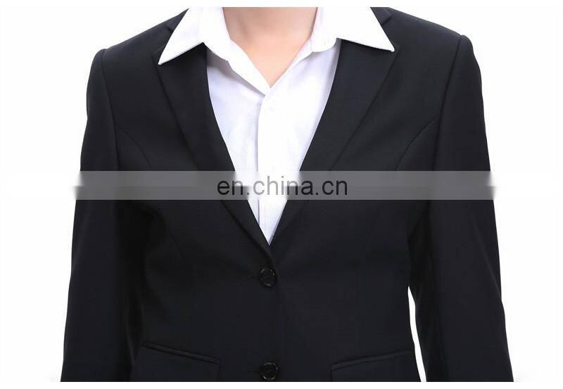 Brand Quality Slim Fit 100% Polyester Customized Color Size 2 pieces Plus Size Ladies Black Formal Pant Suits Manufacturer