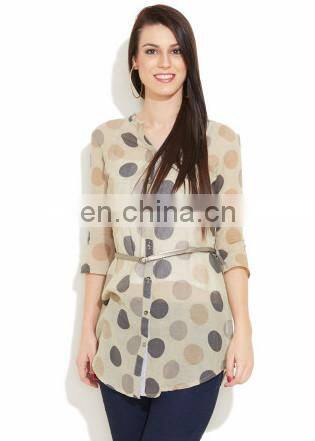 Wholesale 2015 ladies ladies' tunic short sleeve tunic Polka dot chiffon tunic