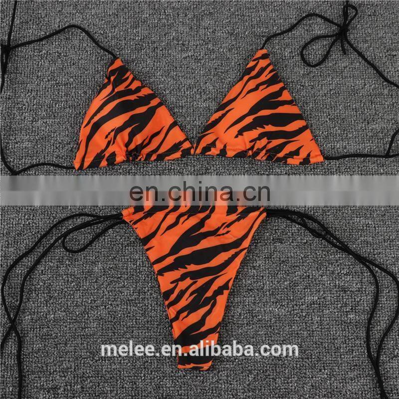 RTS custom made private label swimwear hot sex girl bikini zebra leopard silver women bikinis