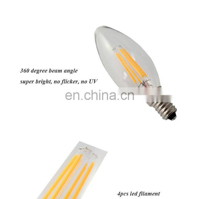 E12/E14 AC 110V 120V 60Hz Dimmable LED Edison Filament Candle Light Bulb 2W 4W 6W Replace 20w 40w 60W Incandescent Lamp Lighting