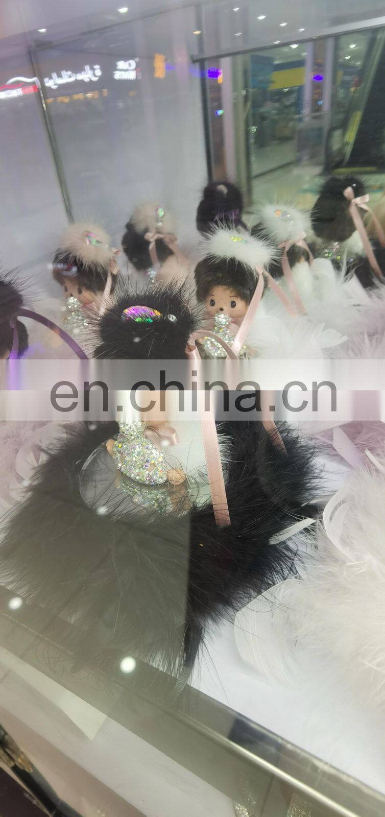 Christmas gift flash crystal Rhinestone cute dog pendant key chain creative sparkling complete with diamond dog keys