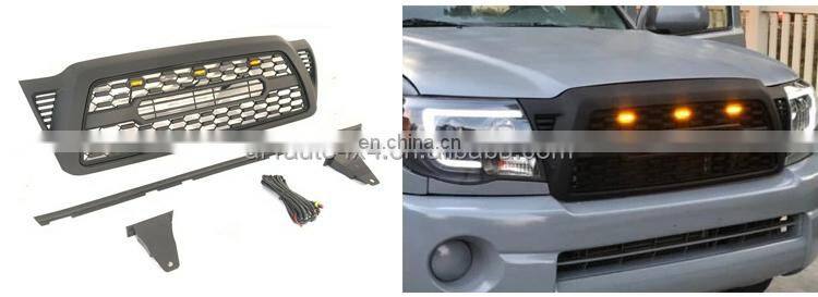 Fit 2005-2011 Tacoma TRD PRO Grill Matte Black Grille With Raptor Led Light