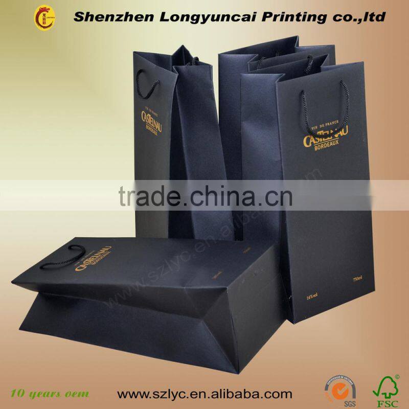 printing factory mass production paper bag price with hot stamping finishing
