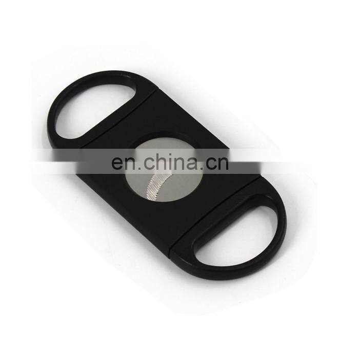 Wholesale Plastic Stainless steel double blade free logo toothing serration hackly zigzag sawtooth wave jagged cigar cutter