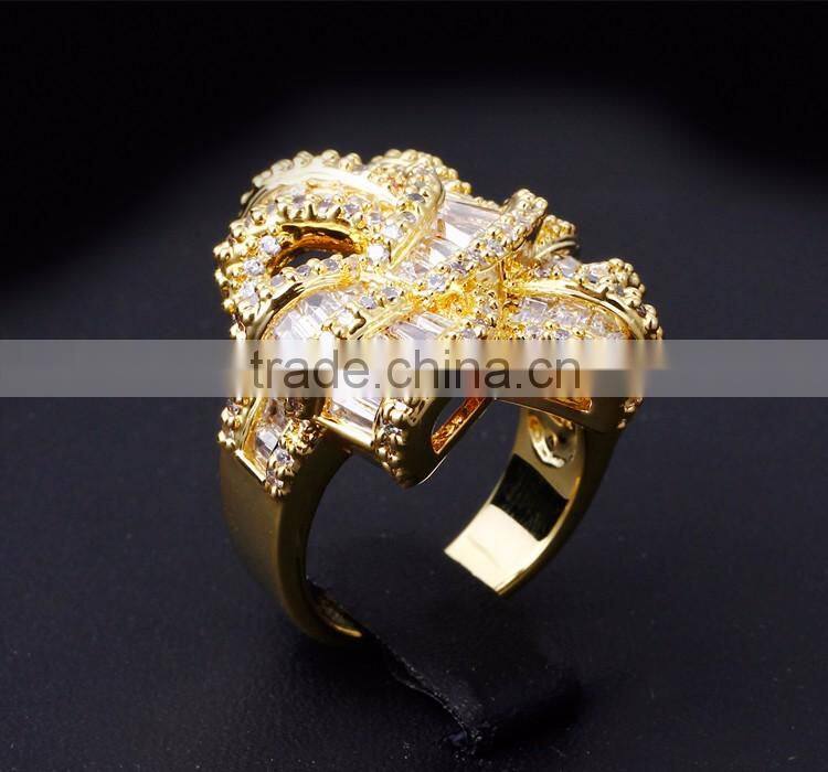 New African Design Wedding Luxury Style Baguette Zircon Crystal Women CZ Jewelry Ring