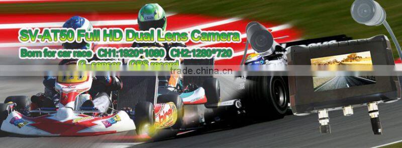 Two channel and two lens 2.7inch screen with GPS and G-sensor racing Car DVR camera