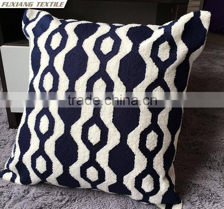 Crewel Embroidery Pillow RED and Blue