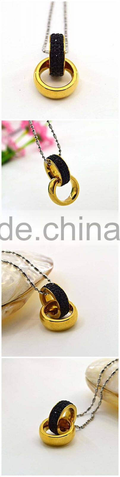 Fashion jewelry pendant designs for women gemstone double ring pendant