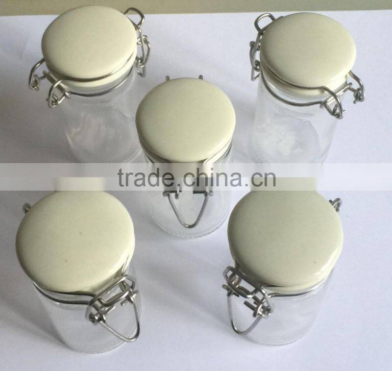 200ml round clear glass storage jar with ceramic lid
