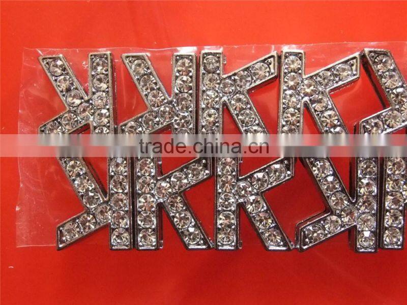 Beautiful 10mm Letters Slide Rhinestone Zinc Alloy Alphabets