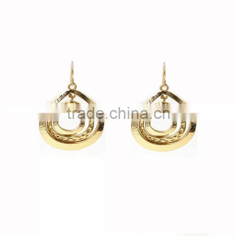 24 K Gold Turkish Jewelry Latest Tops Designs 3 Circles Hanging Earrings