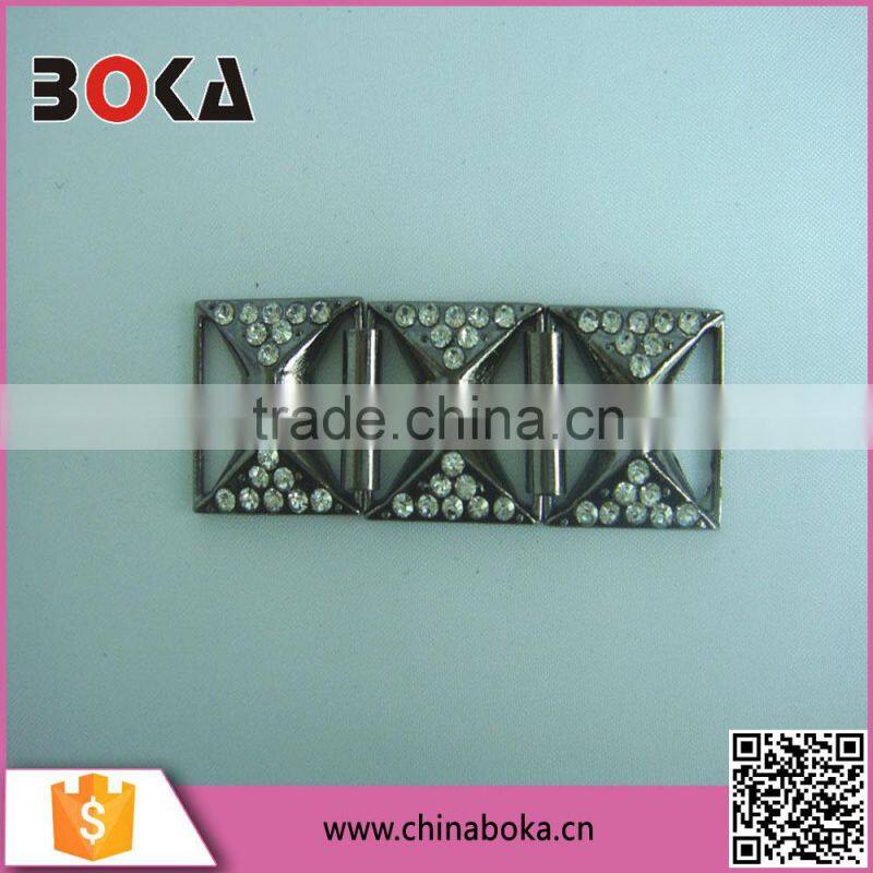 Fancy Metal Belt Clear Stone Bar Rhinestone Buckle For Garment Bag