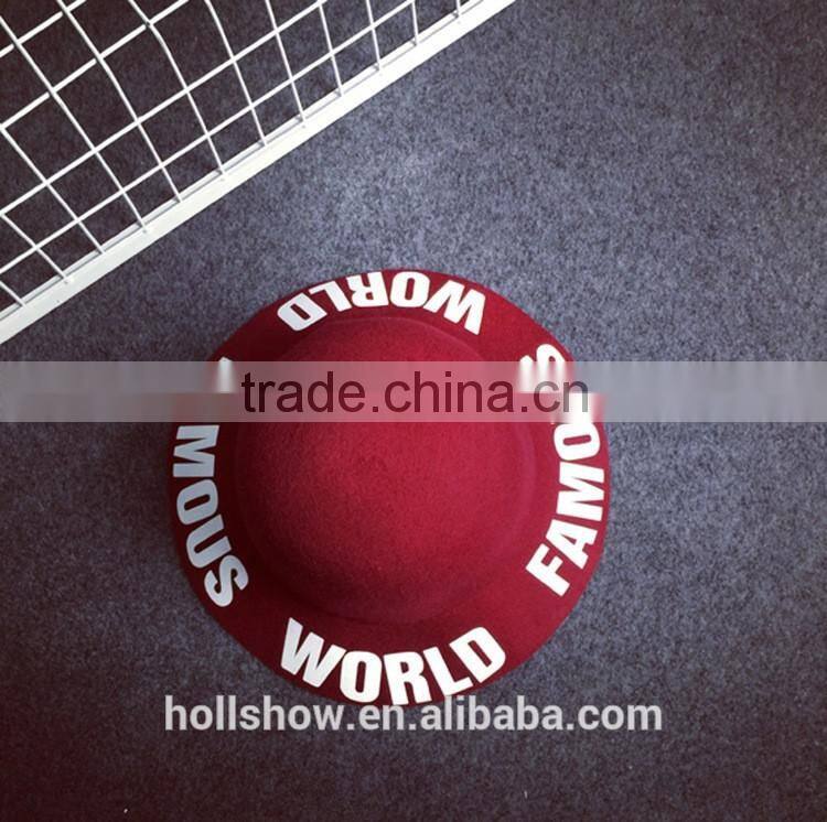 Fashion Korean FAMOUS WORLD Printed Wide Brim Lady Women's Dome Fedora Bucket Caps