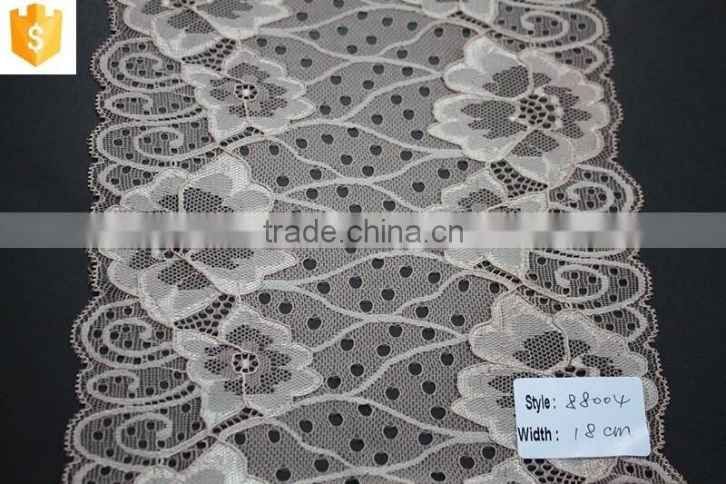 fancy designs nylon lace fabric for women plain,french style warp knitting lace fabric