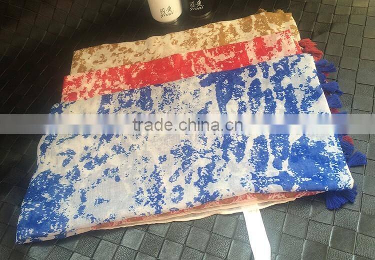 Ink Painting Print Design Large Long Cotton Pashmina Scarf Women Hijab