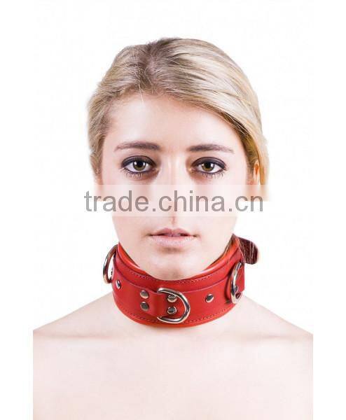 NEW 2015 BLACK BONDAGE 3D RING COLLAR SOFT LEATHER MATERIAL