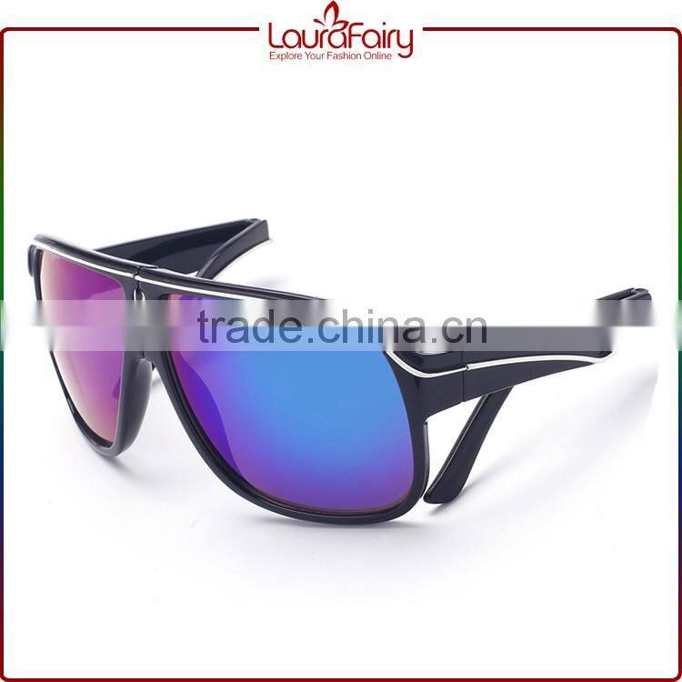 Laura Fairy Portable Blue Lens Black Frame Cheap Adjustable Foldable Sunglasses