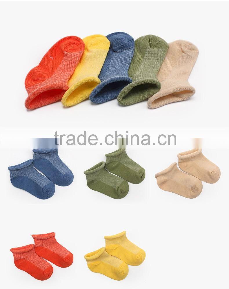 OEM wholesale 100% cotton candy color baby socks breathable and anti-bacterial