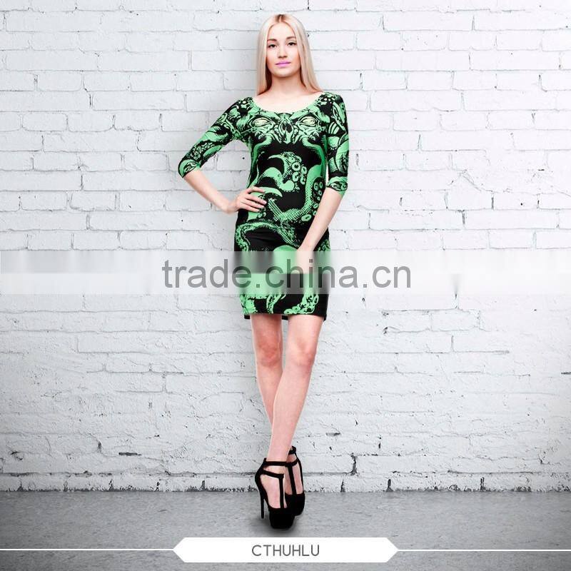 high quality dress fullprint 3D digital ready stock custom sublimation print for Women ladies fashion dress