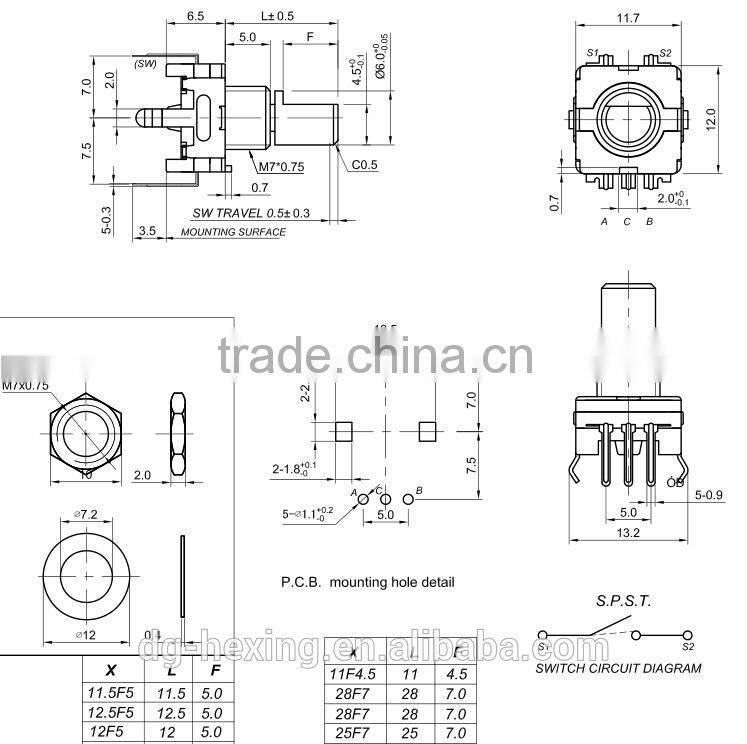 11mm volume control encoder