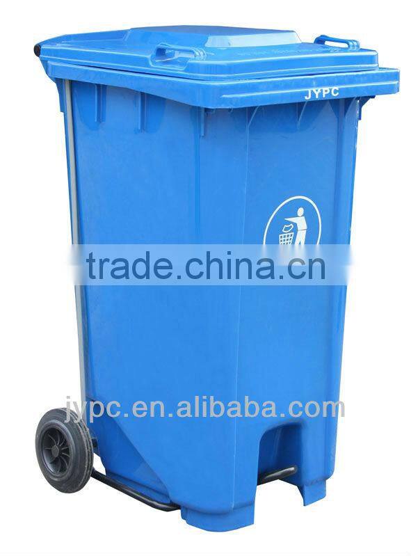 240L plastic foot pedal garbage bin with 2 wheels