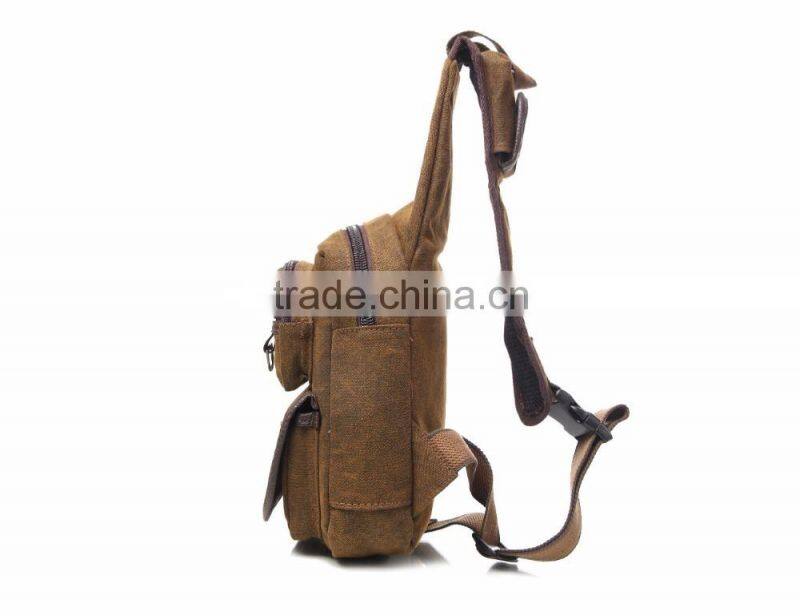 Factory price qualified easy taking natural canvas chest bag for men