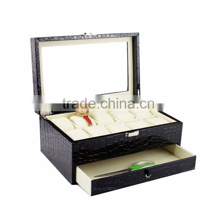 Custom PU leather Wooden Men Wrist Watch Storage Box Wholesale.