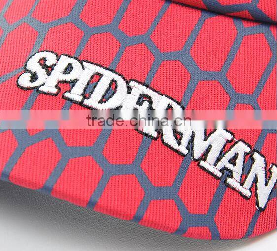 China wholesale kids cute applique embroidered spiderman baseball cap