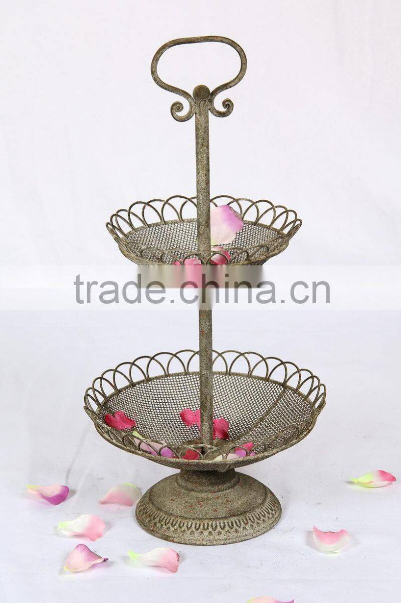 2015 New product rustic 3 tier fruit basket stand