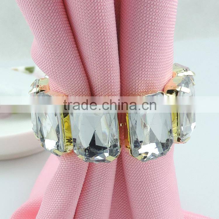 wholesale square shape crystal acrylic stones wedding napkin ring