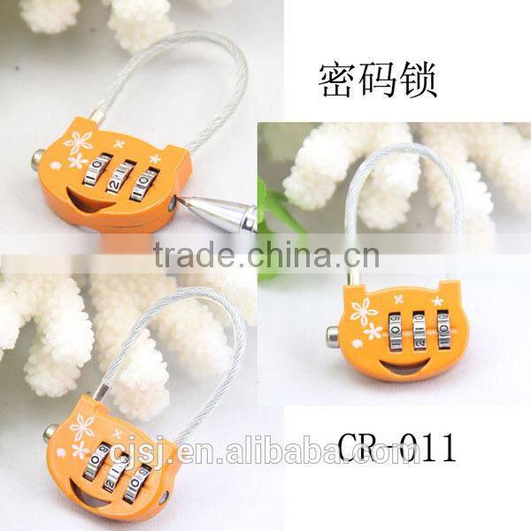 2015 CJSJ Brand Popular Style Wholesale Price Cute Cable Key Code Padlock for luggage