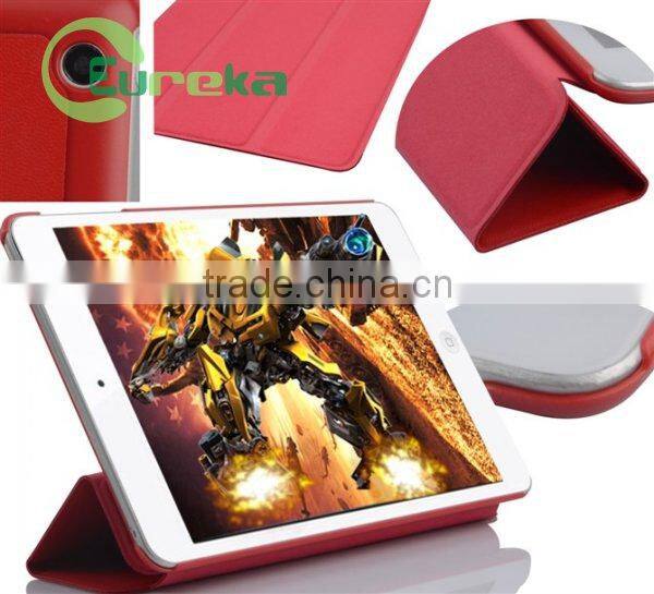 2014 Good qulity book smart folding leather case for ipad mini
