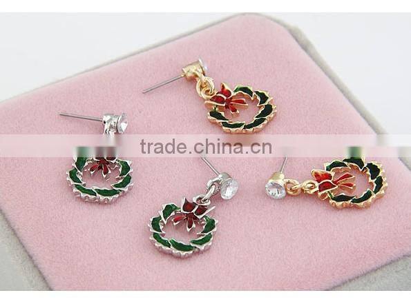 New 2013 promotion Christmas motif wreath earring wholesale earring
